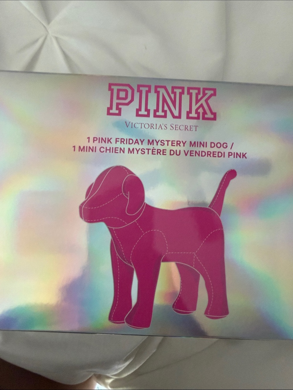 PINK Victoria's Secret Holographic Box with Hot Pink Mini Dogs (2) - Picture 3 of 4